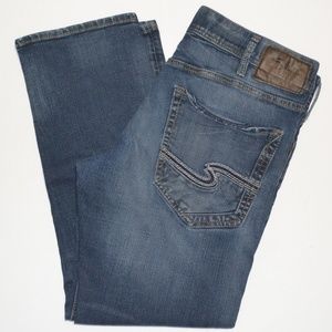 Silver Eddie Mens Jeans 35/27 Blue Denim